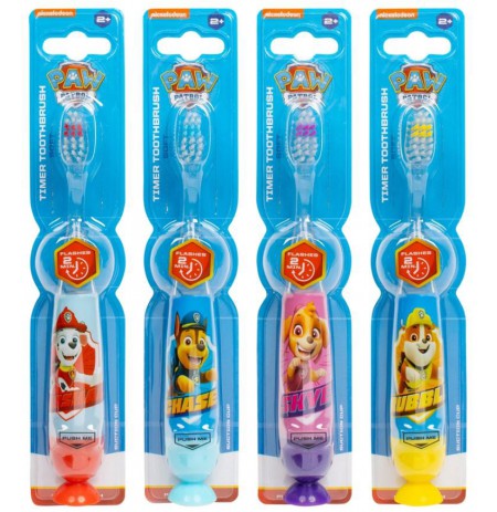 Paw Patrol Flashing Toothbrush Set with Suction Cap Different Colors 4 pcs
