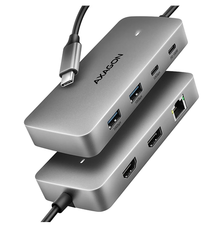 AXAGON USB-C 10Gbps DUAL 4K DISPLAY 7in1 hub | HMC-CUB83X2