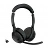 Jabra Evolve2 55 UC Stereo Link390c Belaidės ausinės, Bluetooth, USB-C, Juoda