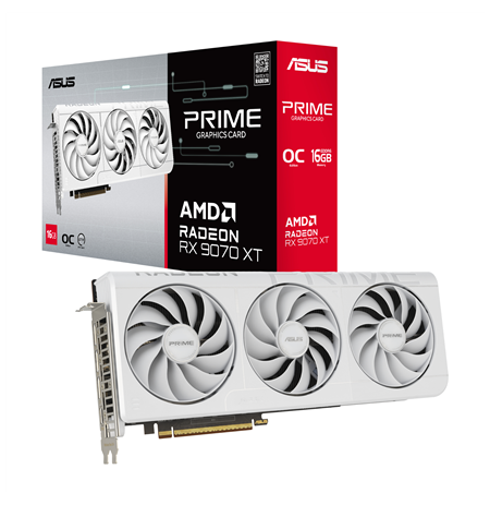 Asus Prime Radeon RX 9070 XT White OC Edition 16GB GDDR6 | AMD | 16 GB | Radeon RX 9070 XT | GDDR6 | HDMI ports quantity 1 | PCI