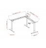 Digitus Electrically height-adjustable table frame, 90° L-shaped, triple motor, 2-step, white