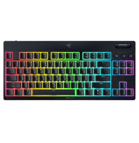 Razer | BlackWidow V4 Low-Profile Tenkeyless HyperSpeed | Keyboard | Wireless | US | Bluetooth | Black | Yellow Switch