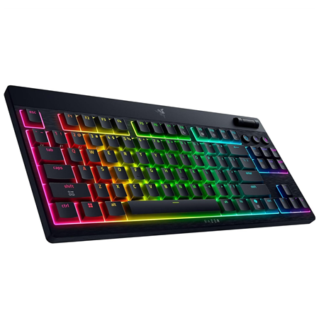 Razer | BlackWidow V4 Low-Profile Tenkeyless HyperSpeed | Keyboard | Wireless | US | Bluetooth | Black | Green Switch