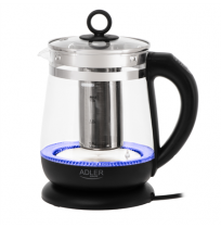 Adler | Kettle | AD 1299 | Electric | 2200 W | 1.5 L | Glass | 360° rotational base | Black