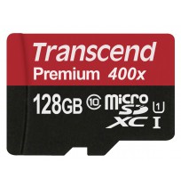 SD microSD Card 128GB Transcend SDXC UHS1 w/adapter