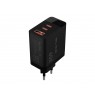 LCD wall charger USB socket + USB-Cx2 PD 65W GAN black wattmeter