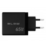 LCD wall charger USB socket + USB-Cx2 PD 65W GAN black wattmeter