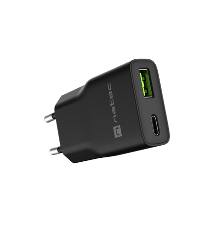 Natec Ribera USB Charger Gan Slim USB 1X USB-A + 1X USB-C 20W | NUC-2377