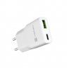 NATEC RIBERA GAN SLIM MAINS CHARGER 1× USB-A + 1× USB-C 20W WHITE