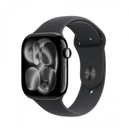 Apple Watch Series 11 GPS + Cellular 46mm Jet Black Aluminium Case with Black Sport Band - M/L