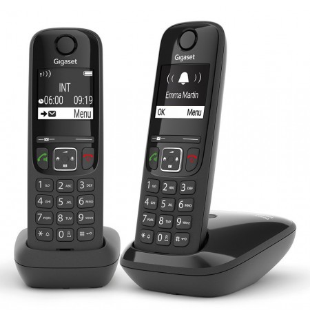 Gigaset AS690 Duo Analog/DECT telephone Caller ID Black