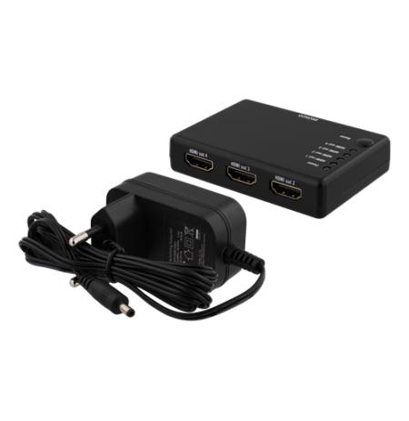 HDMI adapteris DELTACO 1xHDMI in, 4xHDMI out, 6.75 Gbit/s, 1920x1080 in 60Hz, juodas / HDMI-7051