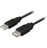 Kabelis DELTACO USB 2.0 Type A ha - Type A ho 2m, 2m, juodas / USB2-12S