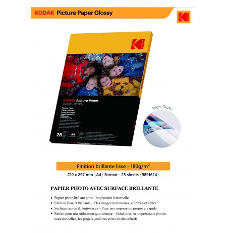 Kodak 180gsm 9.1 mil Glossy A4x25