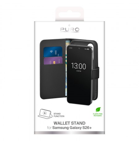 Samsung Galaxy S26+ Eco-Leather Wallet Case by Puro Black