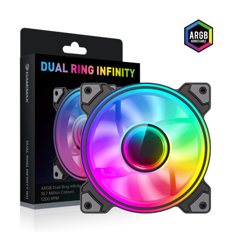 Gamemax Case Fan | DUAL RING INFINITY BK | Black
