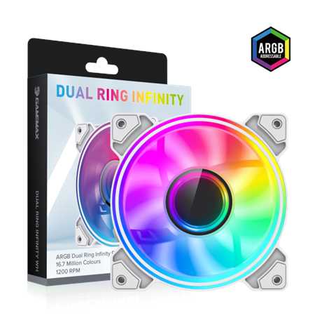 Gamemax Case Fan | DUAL RING INFINITY WH | White