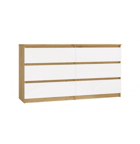 M6 MALWA CHEST OF DRAWERS 140 CM 6 DRAWERS OAK ARTISAN/WHITE
