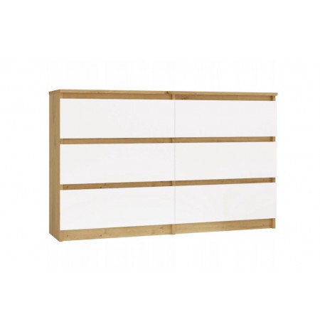 M6 MALWA CHEST OF DRAWERS 120 CM 6 DRAWERS OAK ARTISAN/WHITE