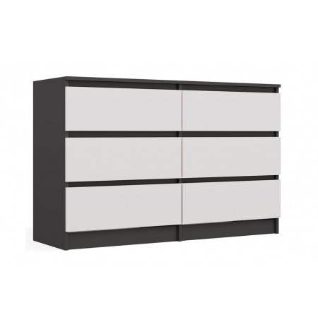 M6 MALWA CHEST OF DRAWERS 120 CM 6 DRAWERS ANTHRACITE/WHITE
