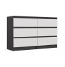 M6 MALWA CHEST OF DRAWERS 120 CM 6 DRAWERS ANTHRACITE/WHITE
