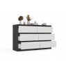 M6 MALWA CHEST OF DRAWERS 120 CM 6 DRAWERS ANTHRACITE/WHITE