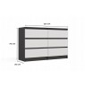 M6 MALWA CHEST OF DRAWERS 120 CM 6 DRAWERS ANTHRACITE/WHITE