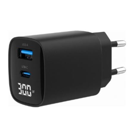 Gembird TA-UC-PDQC30LCD-BK-01 2-port 30W USB fast charger, LCD, black | Gembird