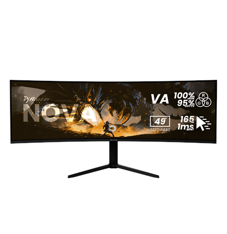 Arozzi Nova | 49 " | VA | 32:9 | 165 Hz | 4 ms | 5120 x 1440 pixels | 350 cd/m² | HDMI ports quantity 2 | Black