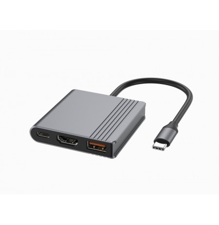 Gembird A-CM-COMBO3-05 USB Type-C 3-in-1 multi-port adapter (USB port + HDMI + USB-C video), space grey