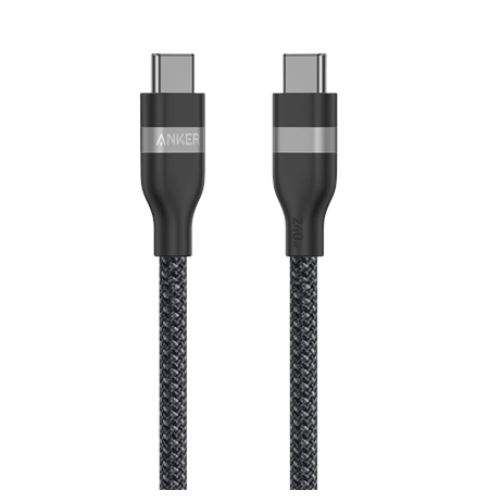 Anker USB-C to USB-C Cable Braided, 0.9m, 240W, Black | Anker USB-C Braided Cable, 0.9 m