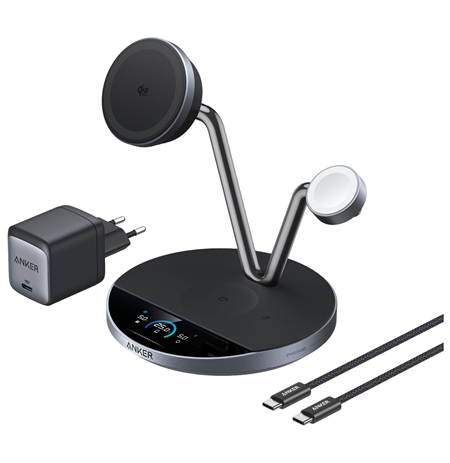 Anker Prime Wireless Charging Station Qi2.2  25W wireles charging  (3-in-1, MagGo, AirCool, Dock Stand) PSU added