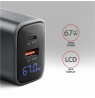 AXAGON ACU-PQ67D GaN Wall charger 67W, USB-A + USB-C, PD3.0/PPS/QC4+/SF, Black