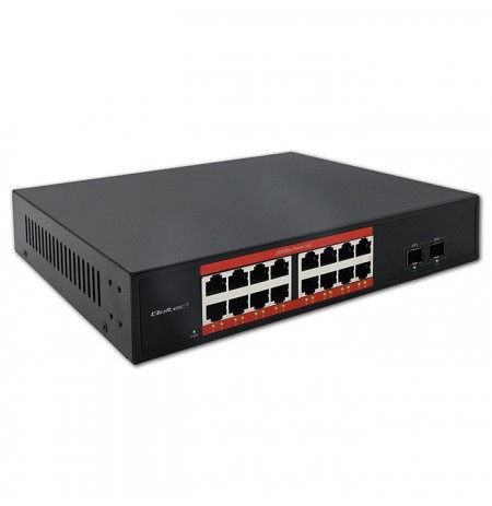 Qoltec switch SWITCH Gigabit Ethernet | 16x RJ45 | 2x SFP | 1000 Mb/s