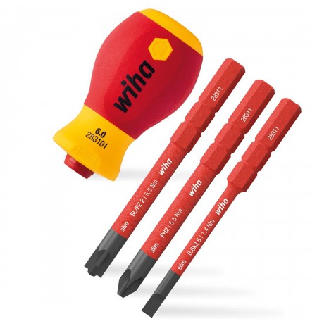 Screwdriver set with bit holder softfinish electri