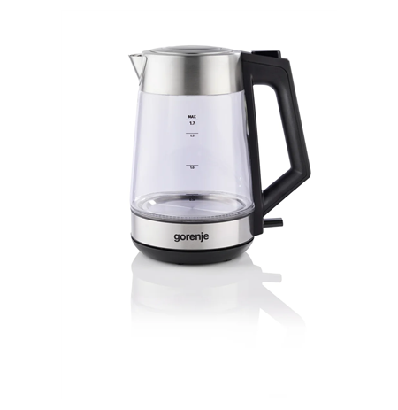Gorenje K17OGS | Kettle | Electric | 1.7 L | 2200 W | 360° rotational base | Stainless steel/Glass | Stainless steel
