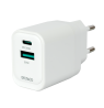USB GaN sieninis įkroviklis DELTACO, 1x USB-A 18 W, 1x USB-C PD 35 W, PPS / USBC-AC159 / 1903775