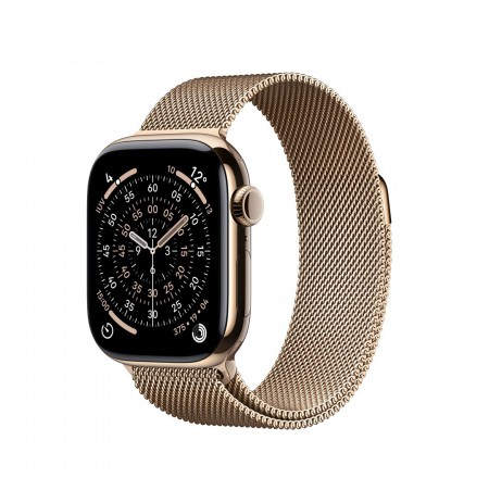 Apple Watch Series 11 GPS + Cellular 42mm Gold Titanium Case with Gold Milanese Loop
