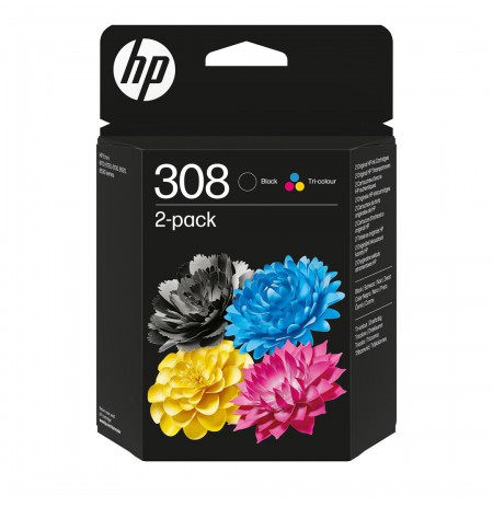 HP 308 2-Pack Black/Tri-color Original Ink Cartridge Combo