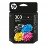 HP 308 2-Pack Black/Tri-color Original Ink Cartridge Combo