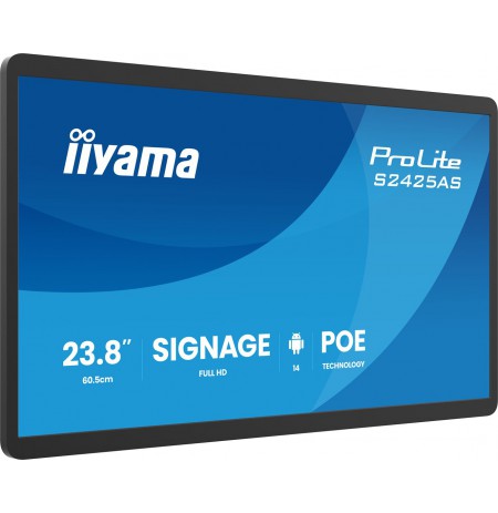 iiyama ProLite S2425AS-B1P Digital signage flat panel 60.5 cm (23.8") LCD Wi-Fi 500 cd/m² Full HD Black Built-in processor