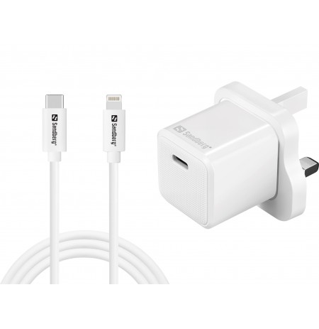 Sandberg 441-64 USB-C 20W Charger UK+Lightning, Incl. 1m USB-Cdaugiau  Lighting cable