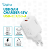 Digitus USB GaN Charger 45W, 1x USB-C, 1x USB-A | DA-10302