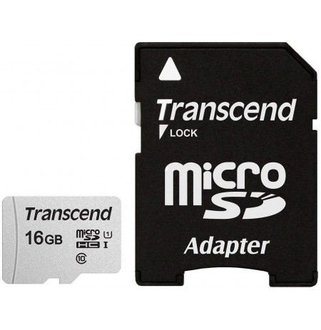SD microSD Card  16GB Transcend SDHC USD300S-A w/Adapter