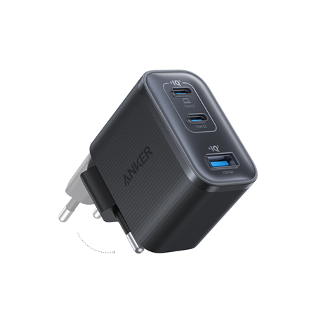 Anker Nano Charger 70W, 3 ports, Black | 2 x 24 pin USB-C, 4 pin USB Type A