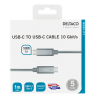 USB-C kabelis DELTACO 1m, SuperSpeed , pintas, USB 3.1 Gen 2, 10 Gbps, 100W, sidabrinė / USBC-1417M
