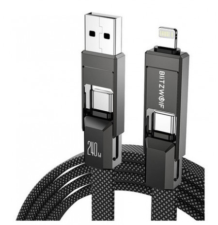 Blitzwolf BW-HDC7 4-in-1 USB+C+Lightning cable 240W 1.2m (black)