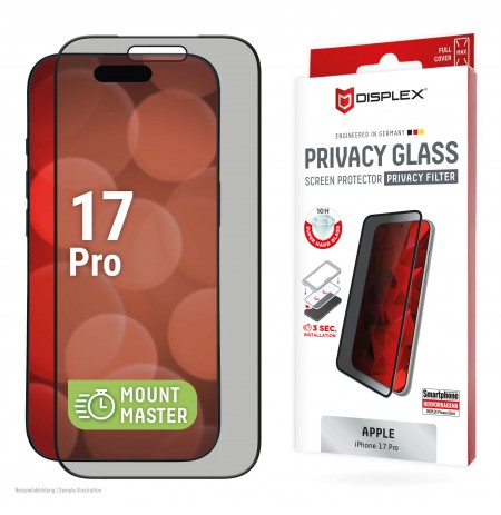 Apple iPhone 17 Pro Privacy Screen Glass Full Cover MM By Displex Black