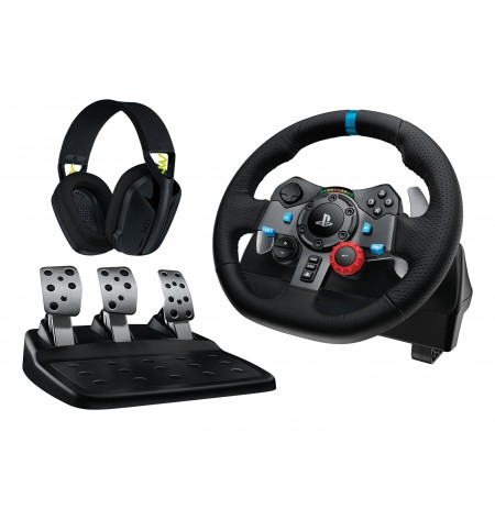Logitech G 991-000539 Gaming Controller Aluminium, Black USB Steering wheel + pedals + headset PC, PlayStation 4, PlayStation 5,
