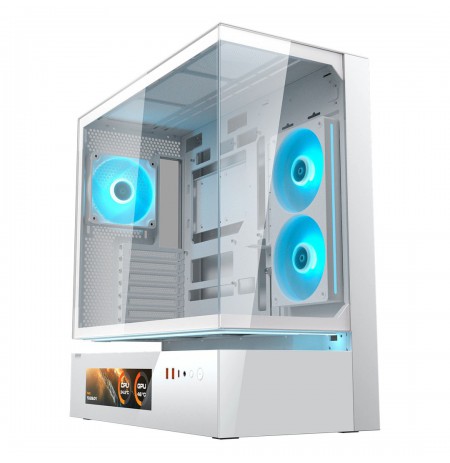 COUGAR Midi Tower Case, CFV235 Vision, ARGB, LCD Display, Glass, White
